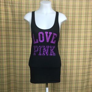 Victoria Secret PINK Love Razorback Black Tank Top